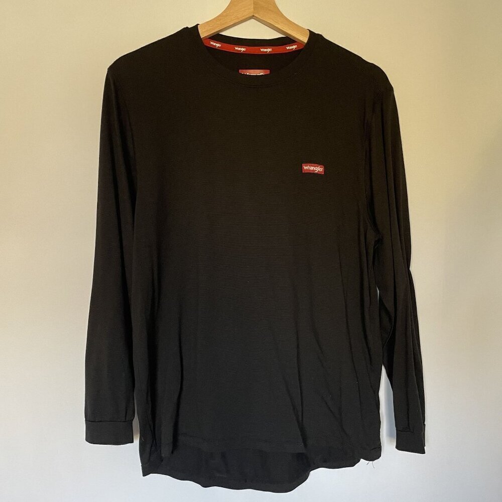 Wrangler women's size large rayon casual black long sleeved top shirt spandex